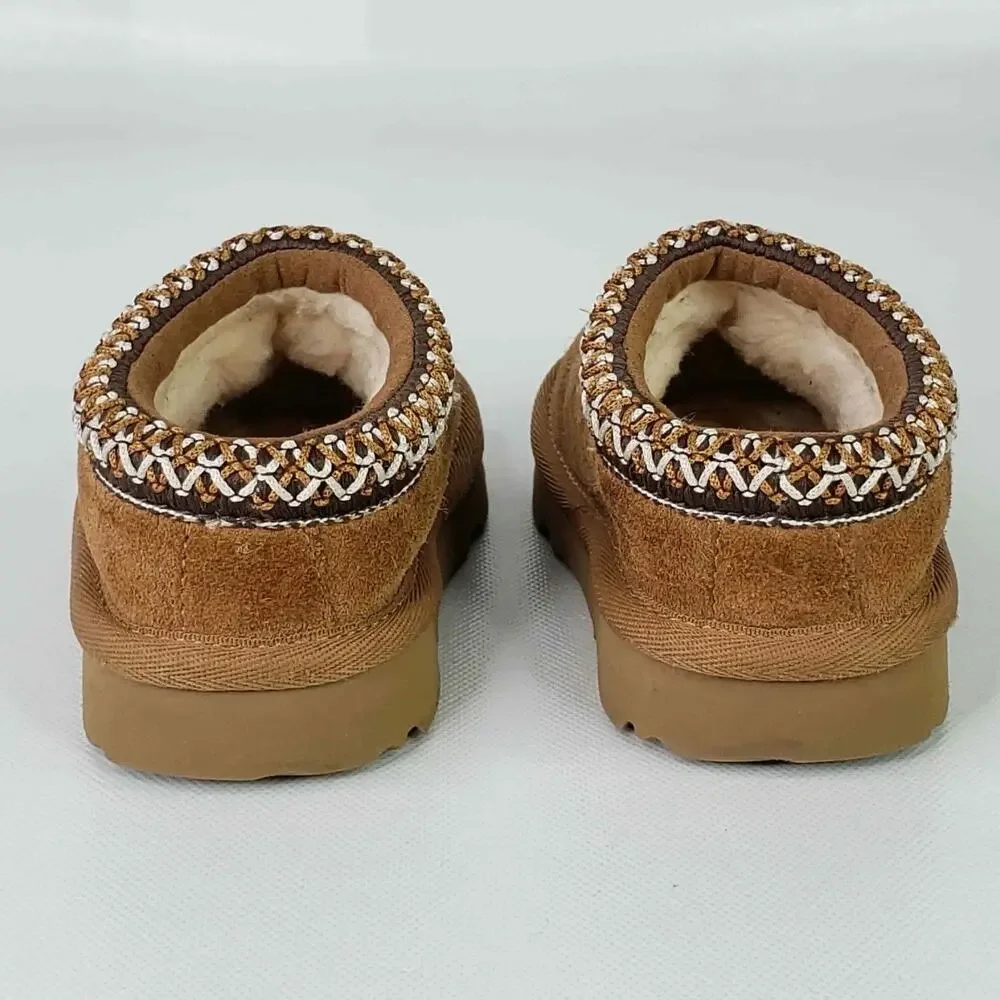 UGG Tasman II Slipper Kids Size 6 Chestnut Suede Brown Shearling Lined